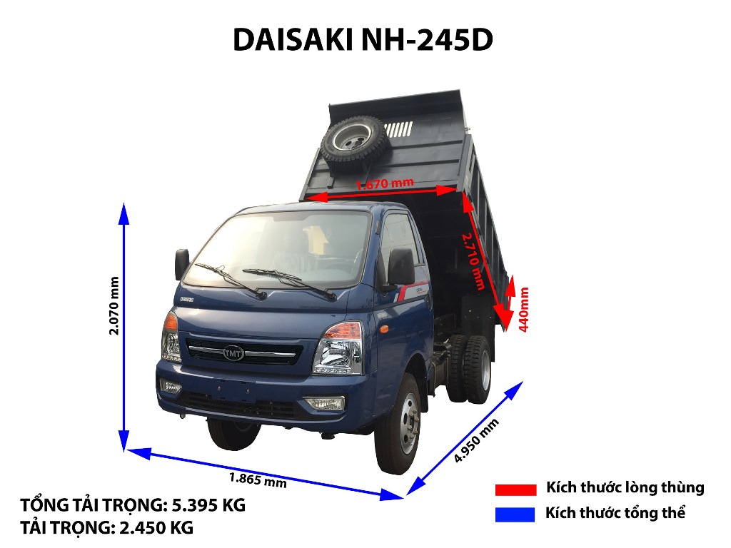 Xe tải ben daisaki NH-245D 2,5 tấn
